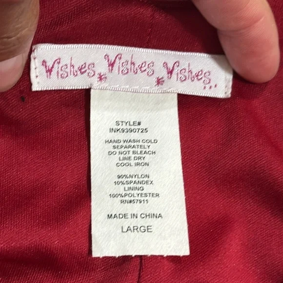 (N3) Wishes Wishes Wishes Red vintage Lace Long Sleeve Dress, Sz L - Picture 10 of 10